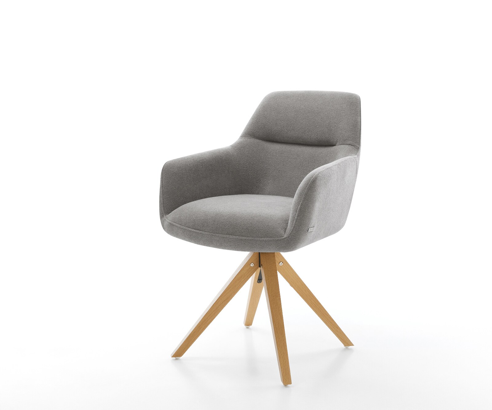 Drehstuhl Pejo-Flex Strukturstoff Soft Grau Holzgestell kantig Natur 180° d günstig online kaufen