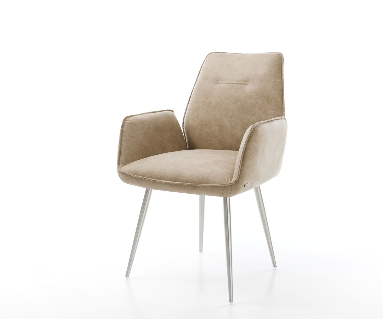 Esszimmerstuhl Zoa-Flex Mikrofaser Beige Vintage 4-Fuß konisch Edelstahl Taschenfederkern Esszimmerstuhl Zoa-Flex Mikrofaser Beige Vintage 4-Fuß konisch Edelstahl Taschenfederkern