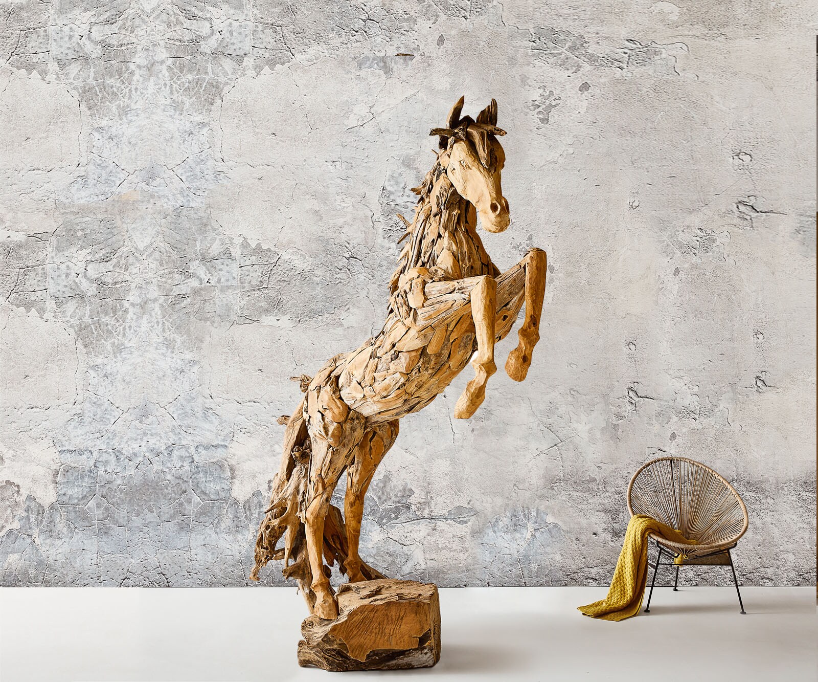 Pferdefigur Mustang Teakholz 120x194x275 cm 