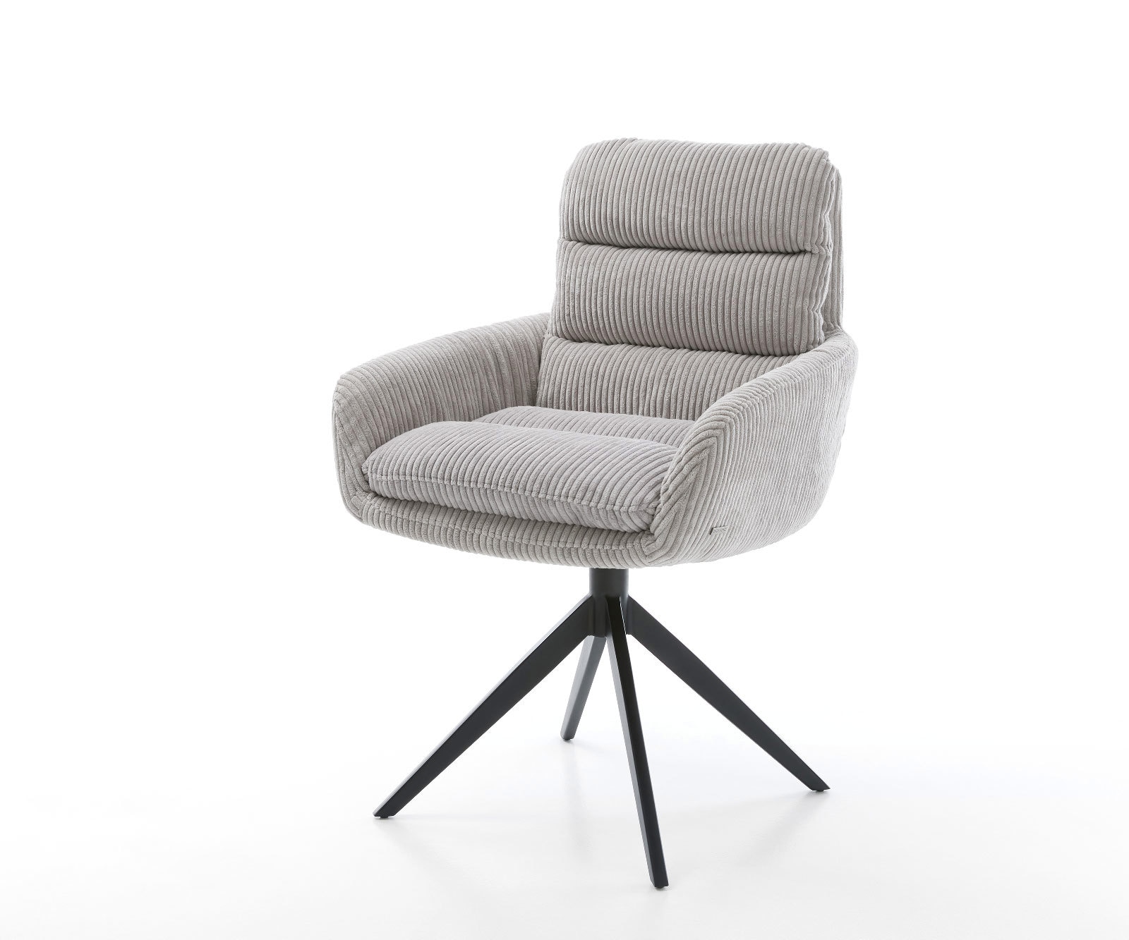 Drehstuhl Abelia-Flex mit Armlehnen Cord Silbergrau Kreuzgestell breit Schwarz 360° drehbar Wippfunktion Drehstuhl Abelia-Flex mit Armlehnen Cord Silbergrau Kreuzgestell breit Schwarz 360° drehbar Wippfunktion