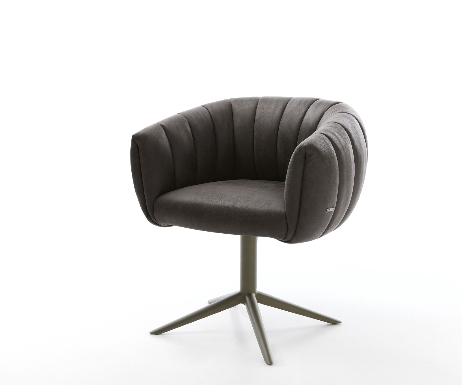 Drehstuhl Jada-Flex Mikrofaser Anthrazit Vintage Fußkreuz Effektfinish Titan 360° drehbar Wippfunktion Taschenfederkern