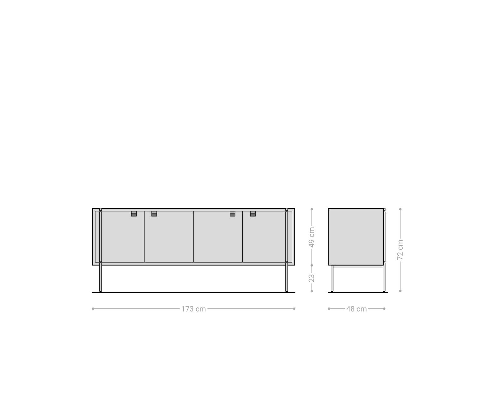 Sideboard Rivoro 210 cm Akazie Natur 4 Türen 6