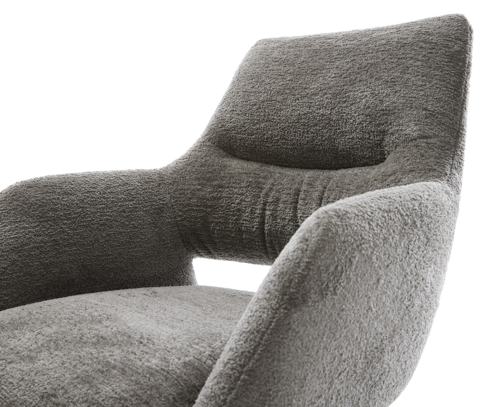 Freischwinger Yago-Flex mit Armlehnen Bouclé Soft Schlamm Freischwinger flach Graphit Taschenfederkern 4