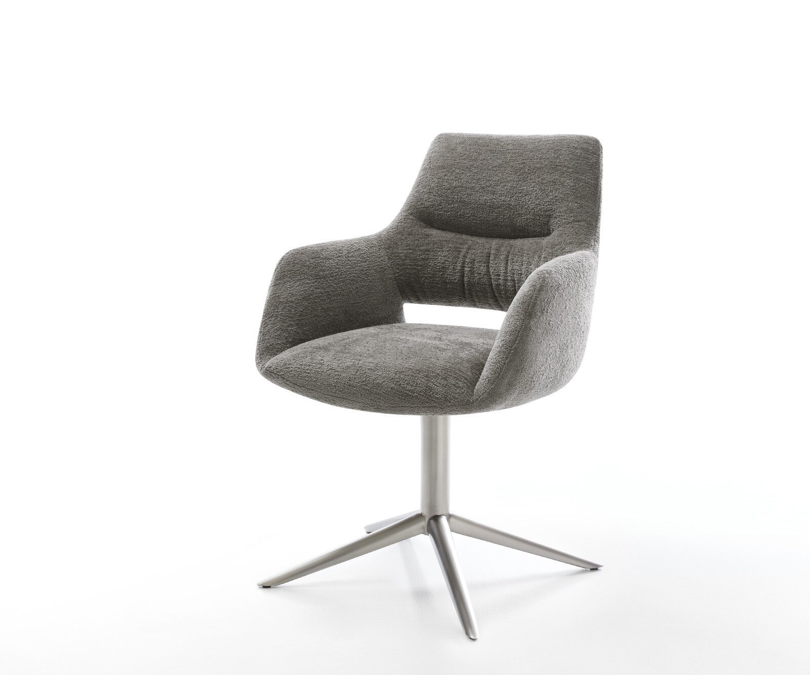 Drehstuhl Yago-Flex mit Armlehnen Bouclé Soft Schlamm Fußkreuz Edelstahl 36 günstig online kaufen