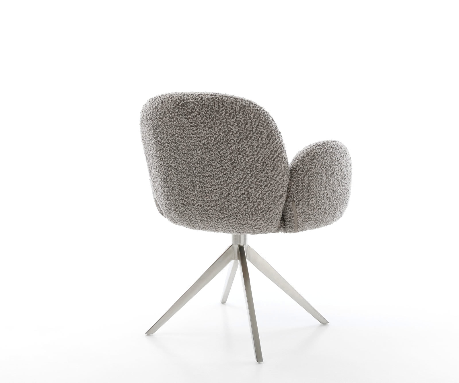 Drehstuhl Nube-Flex mit Armlehnen Bouclé Silbergrau Kreuzgestell breit Edelstahl 360° drehbar Wippfunktion Taschenfederkern 4 Drehstuhl Nube-Flex mit Armlehnen Bouclé Silbergrau Kreuzgestell breit Edelstahl 360° drehbar Wippfunktion Taschenfederkern 4