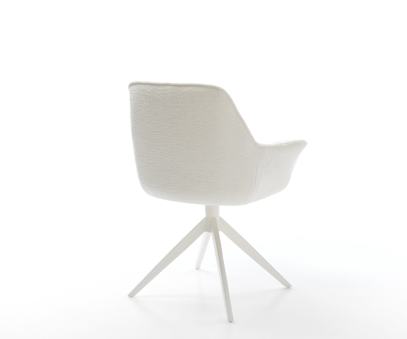 Drehstuhl Kaira-Flex Bouclé Soft Beige Kreuzgestell breit Weiß 360° drehbar Wippfunktion 5