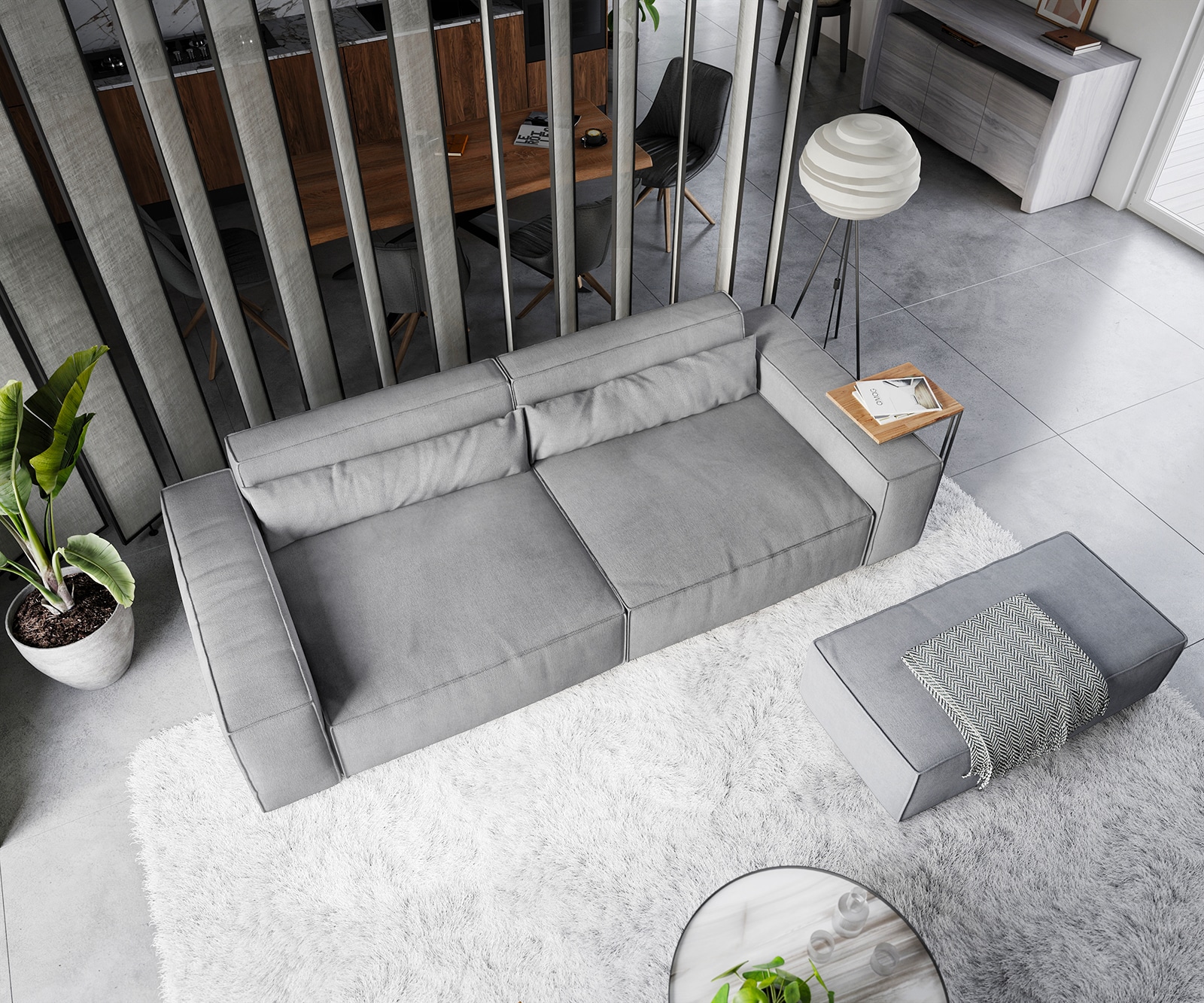 Big-Sofa Sirpio XL 270x130 cm Mikrofaser Grau mit Hocker 3 Big-Sofa Sirpio XL 270x130 cm Mikrofaser Grau mit Hocker 3