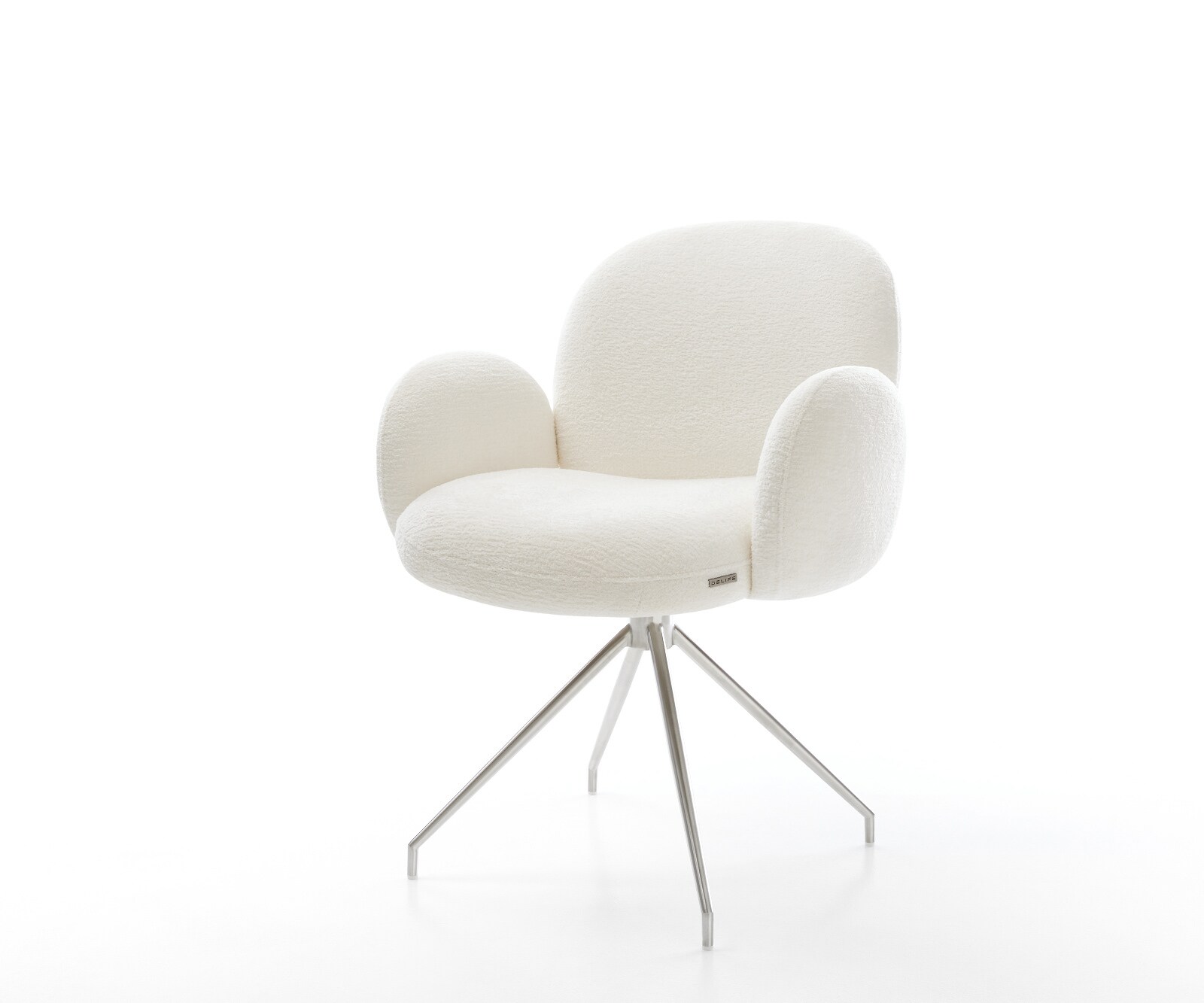 Esszimmerstuhl Nube-Flex mit Armlehnen Bouclé Soft Beige Kreuzgestell konis günstig online kaufen