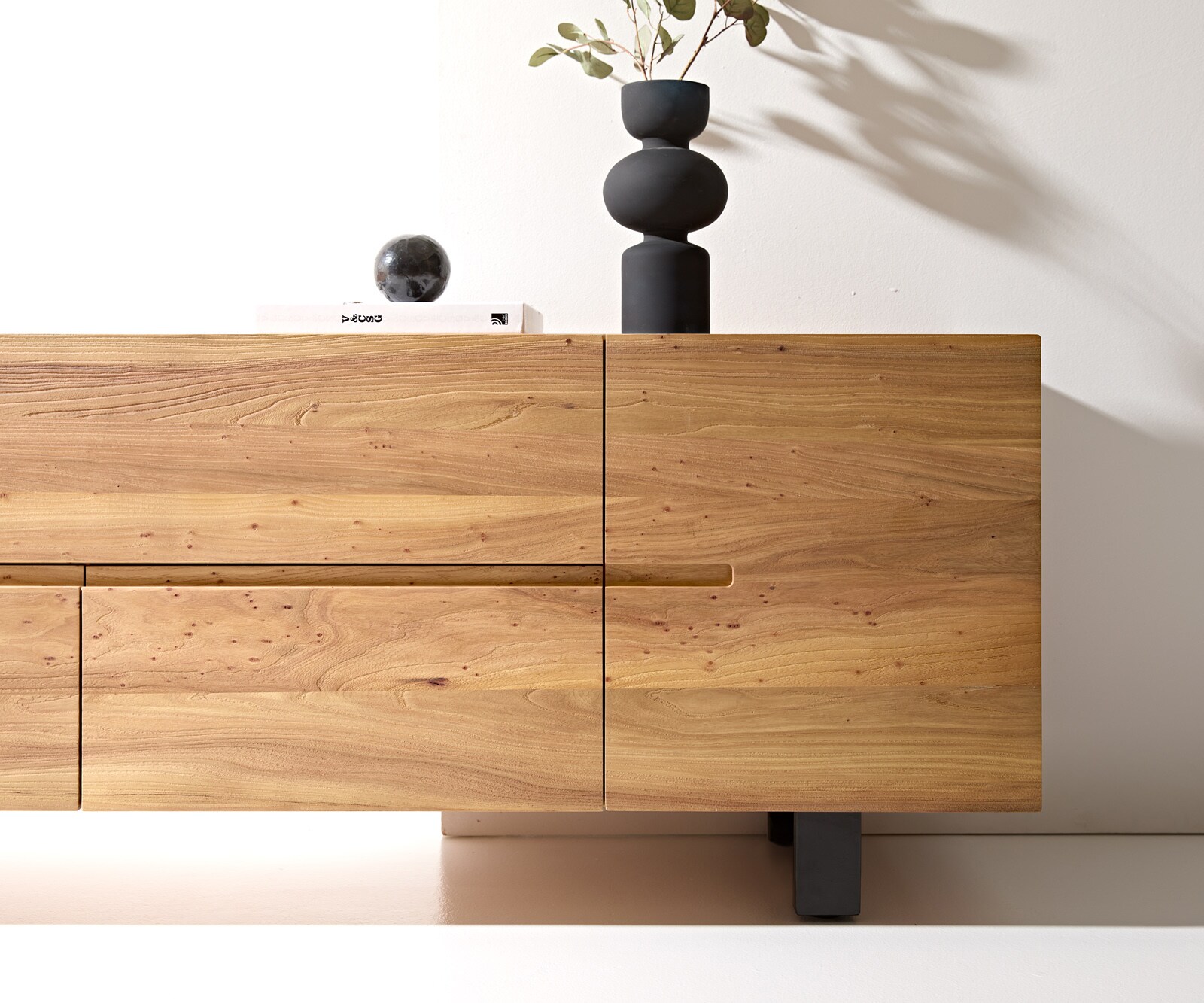 Sideboard Tiamar 180 cm Ulme Natur 1 Tür 4 Schubfächer Fuß Vierkant Metall Schwarz 5