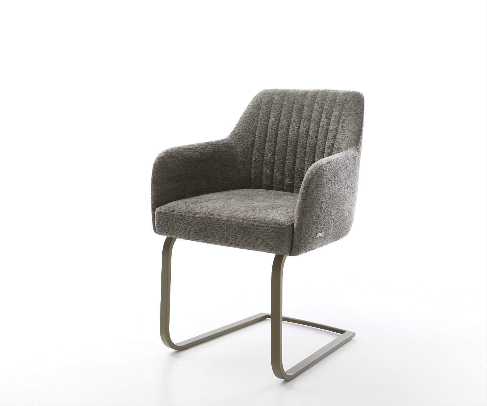 DELIFE Freischwinger Greg-Flex Bouclé Soft Schlamm Freischwinger flach Effektfinish Titan Taschenfederkern