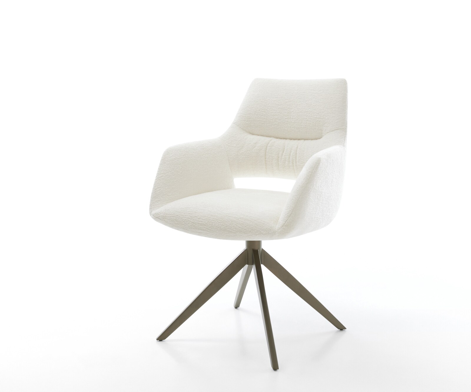 Drehstuhl Yago-Flex mit Armlehnen Bouclé Soft Beige Kreuzgestell breit Effe günstig online kaufen