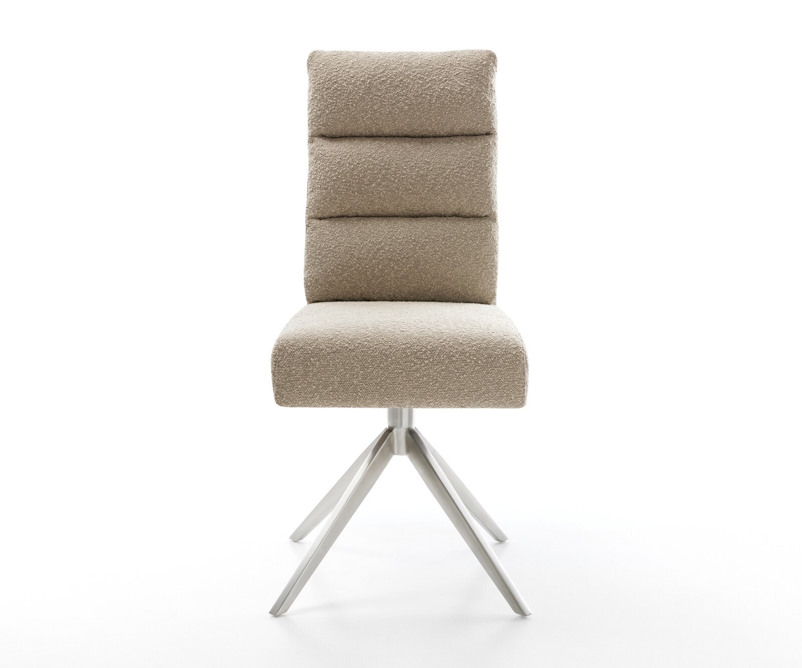 Drehstuhl Pela-Flex Bouclé Schlamm Kreuzgestell breit Edelstahl 360° drehbar Wippfunktion Taschenfederkern 1