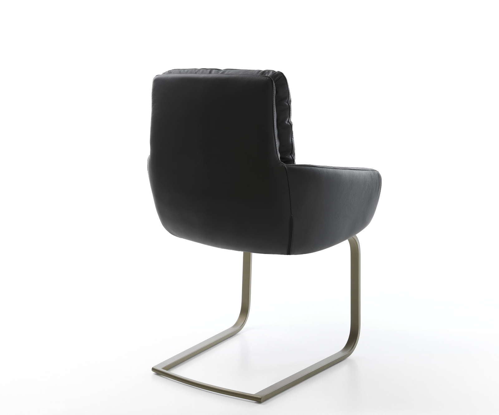 Freischwinger Abelia-Flex mit Armlehnen Echt-Leder Schwarz Freischwinger flach Effektfinish Titan 5