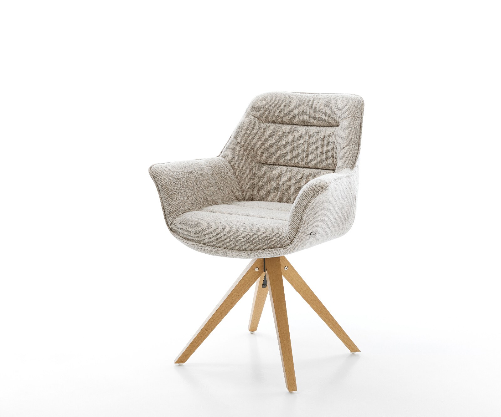 Drehstuhl Kaira-Flex Webstoff Soft Beige Holzgestell kantig Natur 360° drehbar
