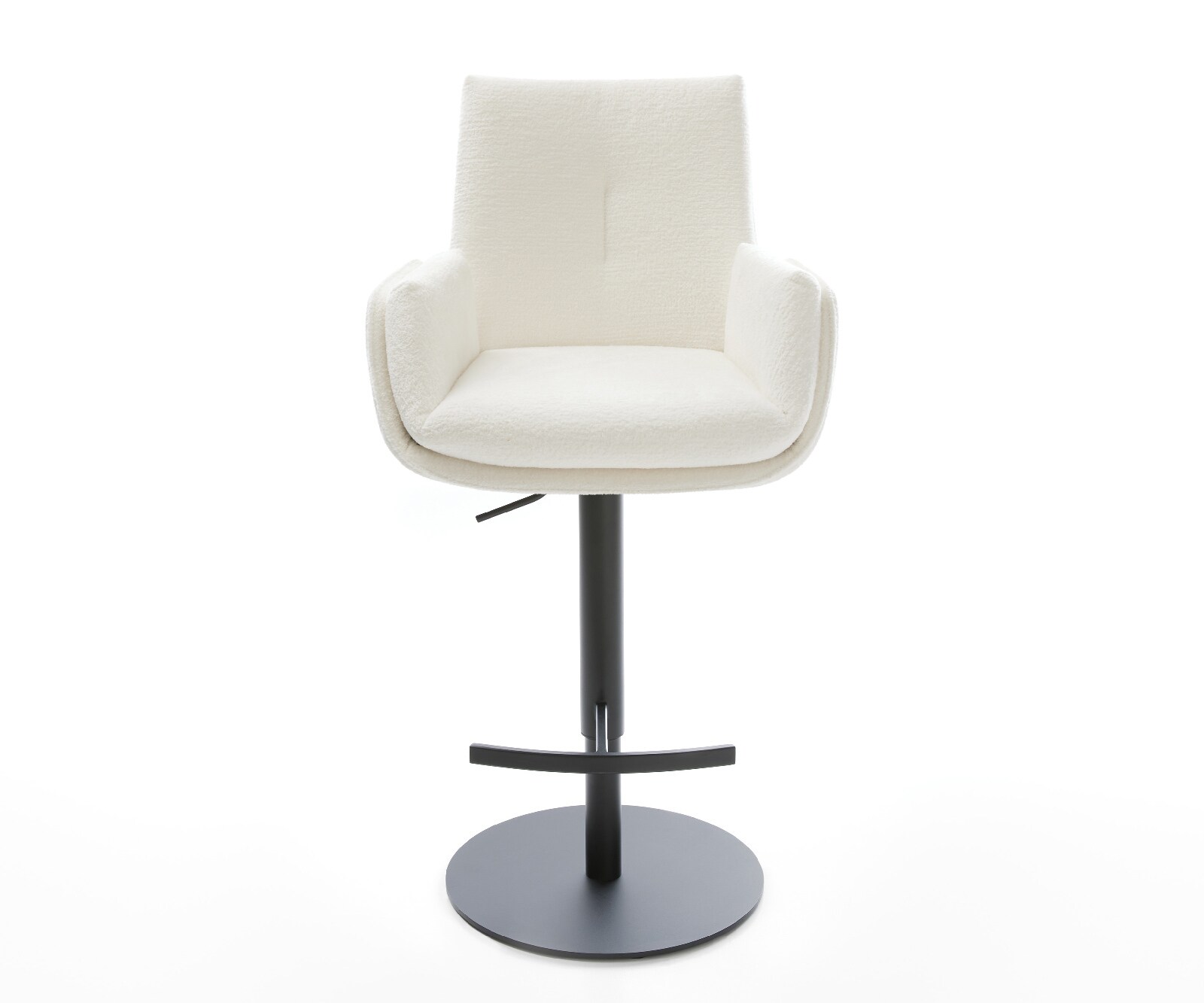 Barstuhl Clea-Flex Bouclé Soft Beige Drehfuß höhenverstellbar Metall Schwarz 2