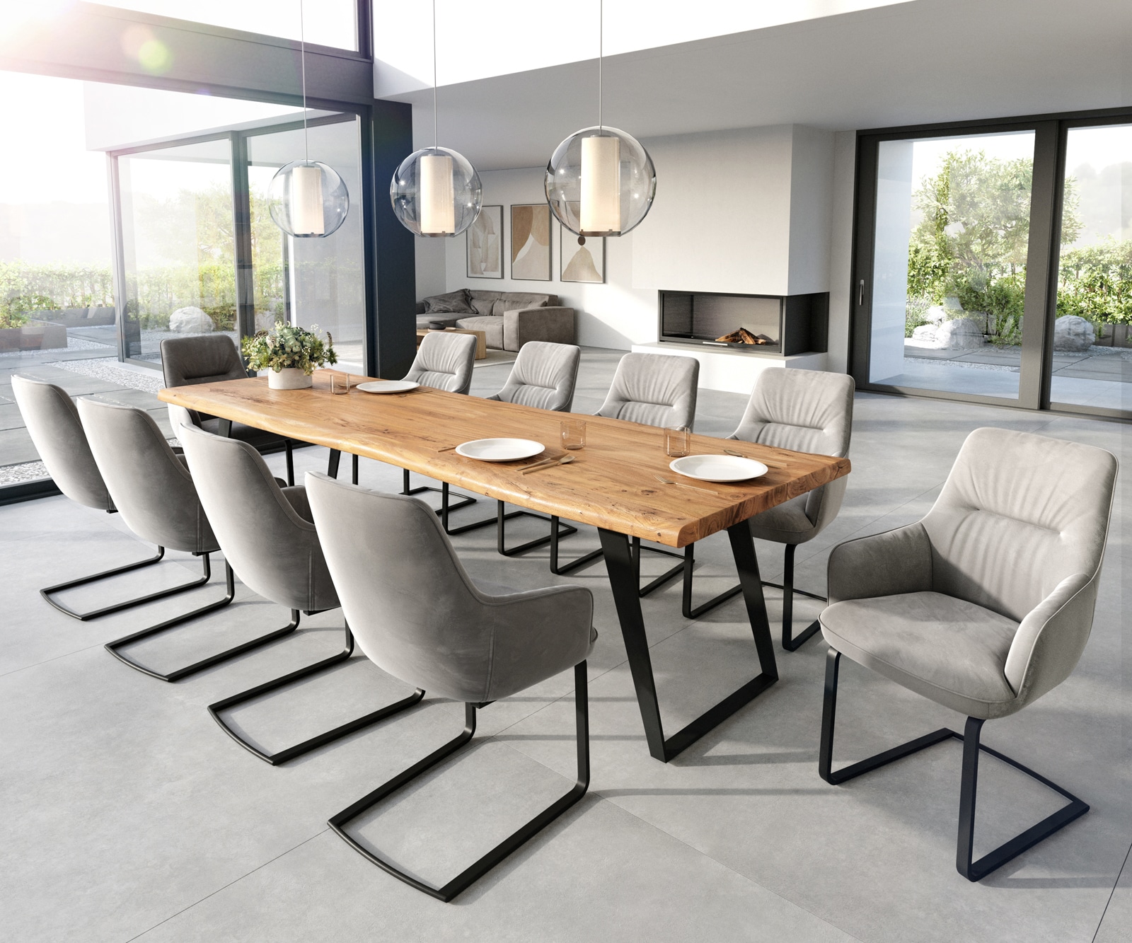 Freischwinger Zelia-Flex mit Armlehnen Samt Grau Freischwinger flach Schwarz Taschenfederkern 3 Freischwinger Zelia-Flex mit Armlehnen Samt Grau Freischwinger flach Schwarz Taschenfederkern 3