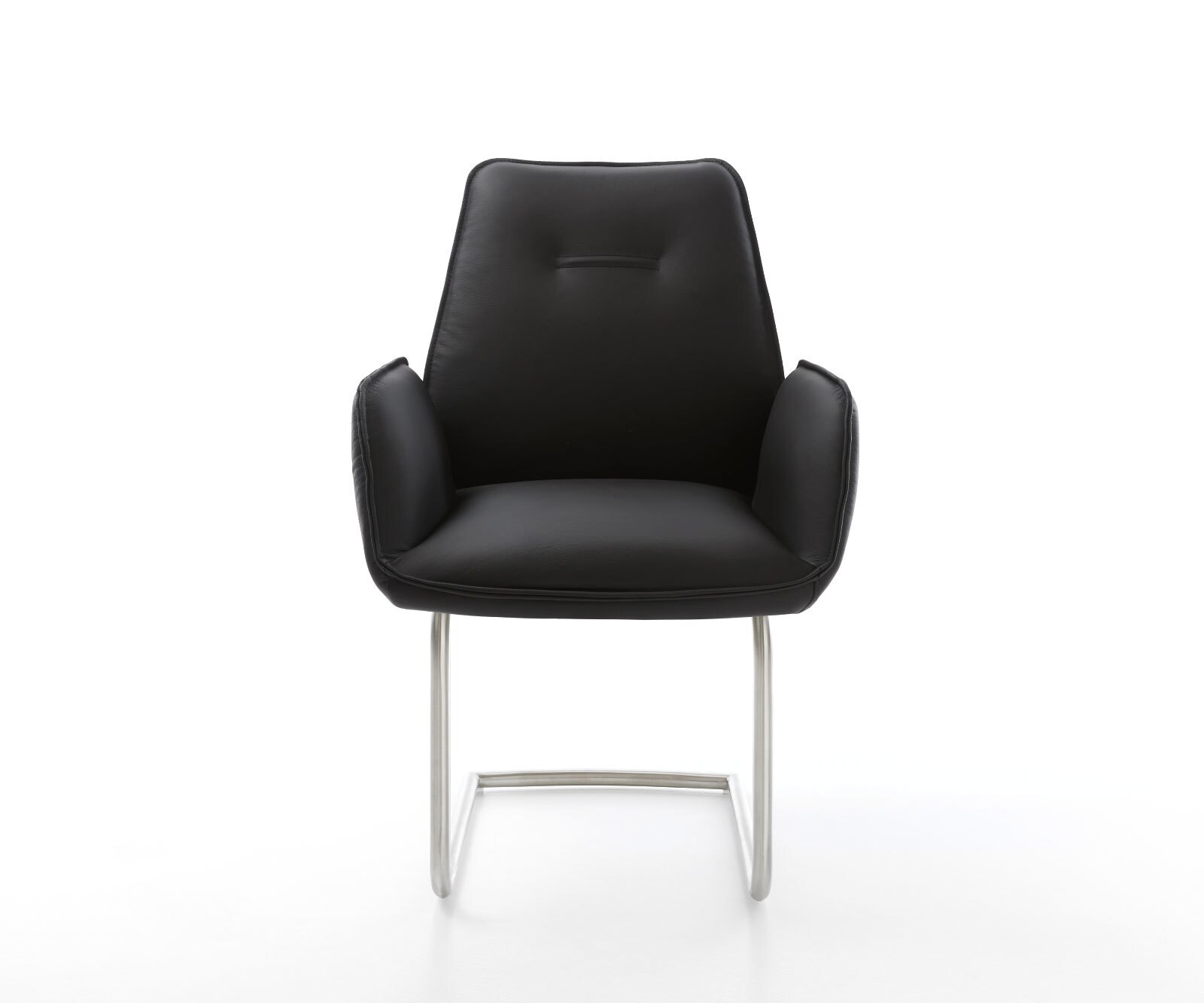 Freischwinger Zoa-Flex Echt-Leder Schwarz Freischwinger rund Edelstahl Taschenfederkern 2
