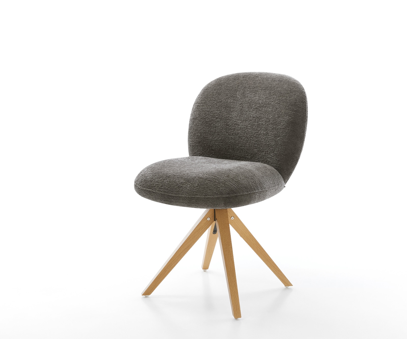 Drehstuhl Nube-Flex Bouclé Soft Schlamm Holzgestell kantig Natur 360° drehbar Taschenfederkern