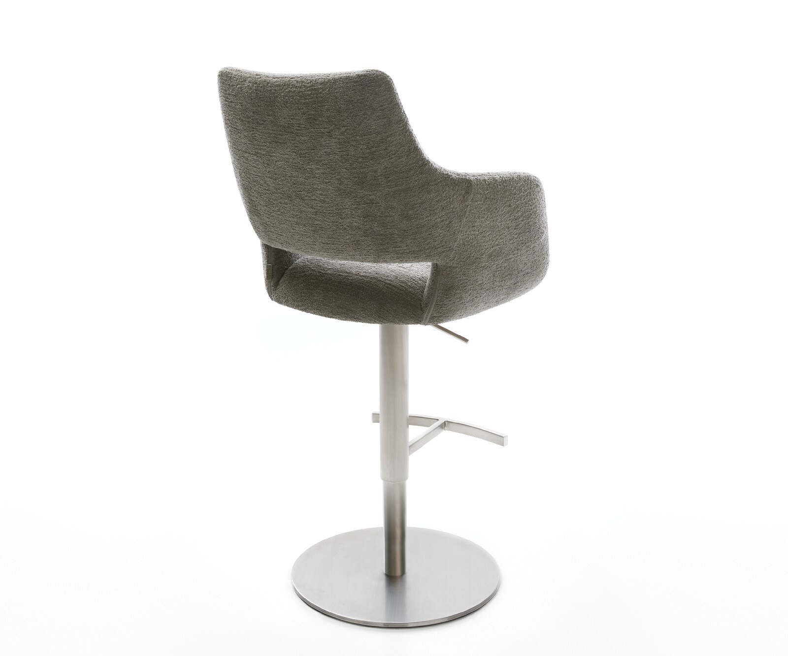 Barstuhl Yago-Flex Bouclé Soft Schlamm Drehfuß höhenverstellbar Edelstahl Silberfarben Taschenfederkern 4