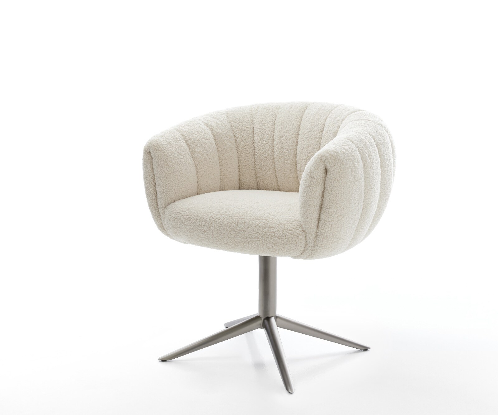 Drehstuhl Jada-Flex Teddystoff Beige Fußkreuz Graphit 360° drehbar Wippfunktion Taschenfederkern