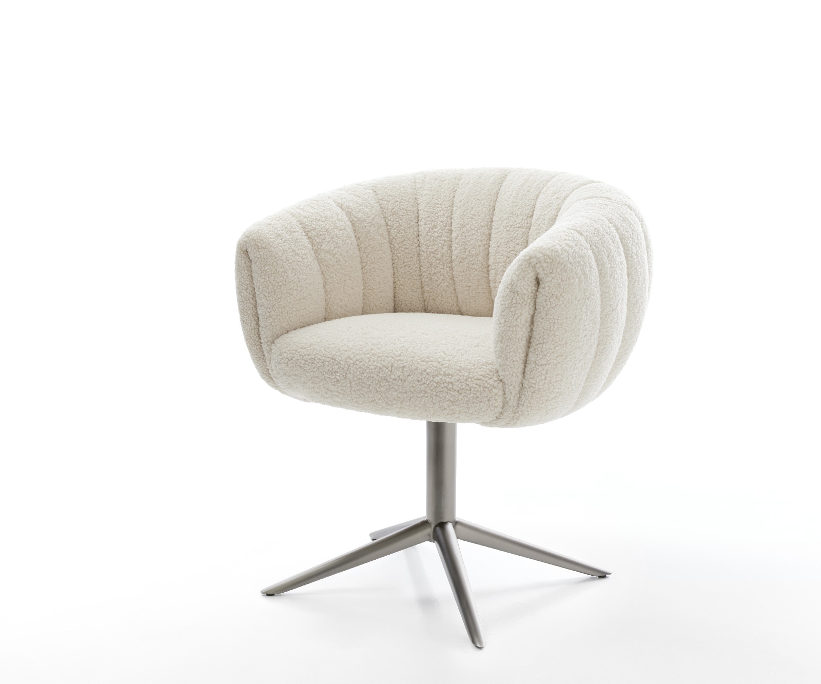 Drehstuhl Jada-Flex Teddystoff Beige Fußkreuz Graphit 360° drehbar Wippfunktion Taschenfederkern
