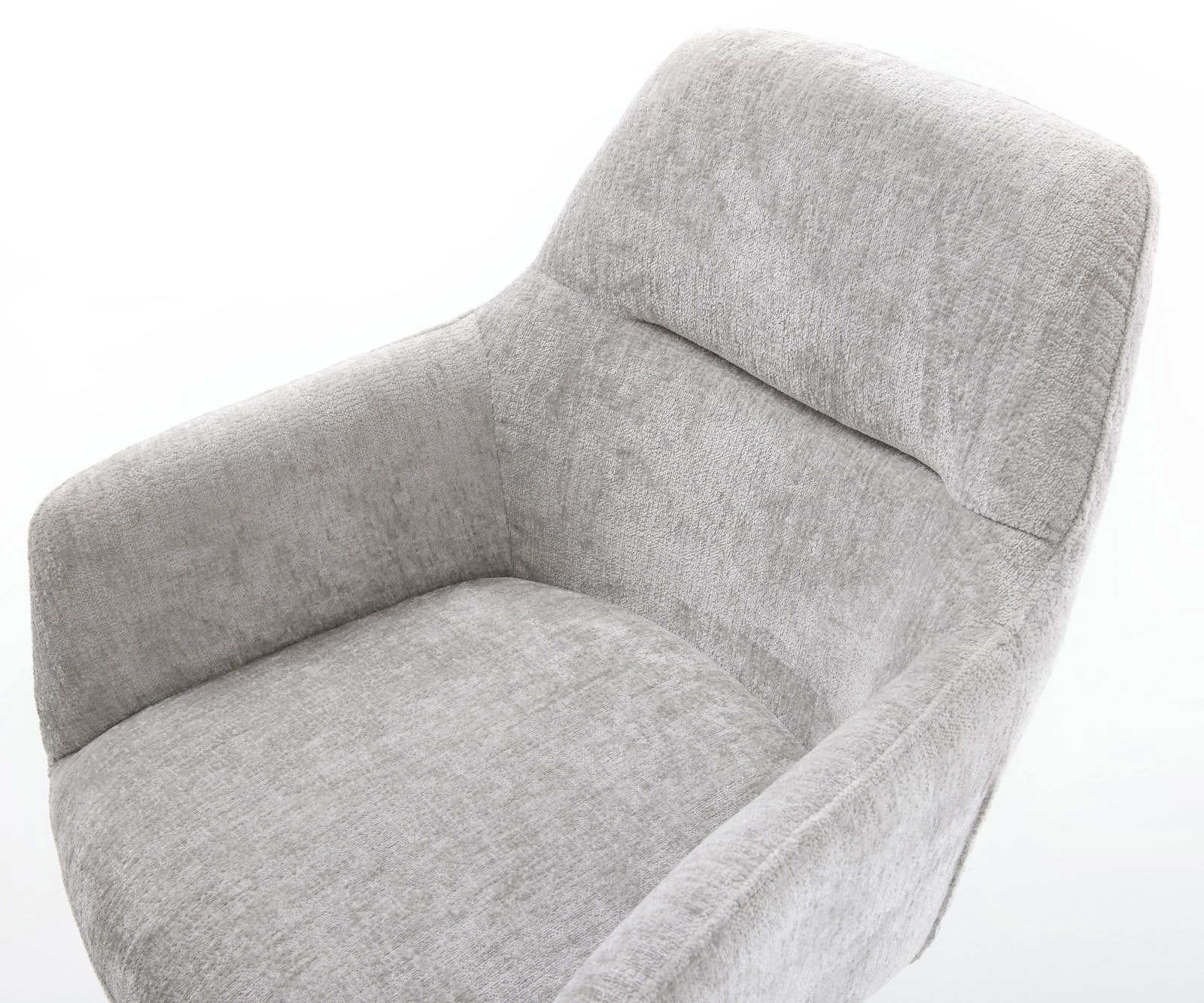 Drehstuhl Pejo-Flex Chenille Silbergrau Fußkreuz Edelstahl 360° drehbar Wippfunktion Taschenfederkern 3