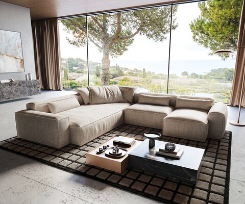 Wohnlandschaft Freestyle Cozy 360x290 cm Webstoff Soft Beige