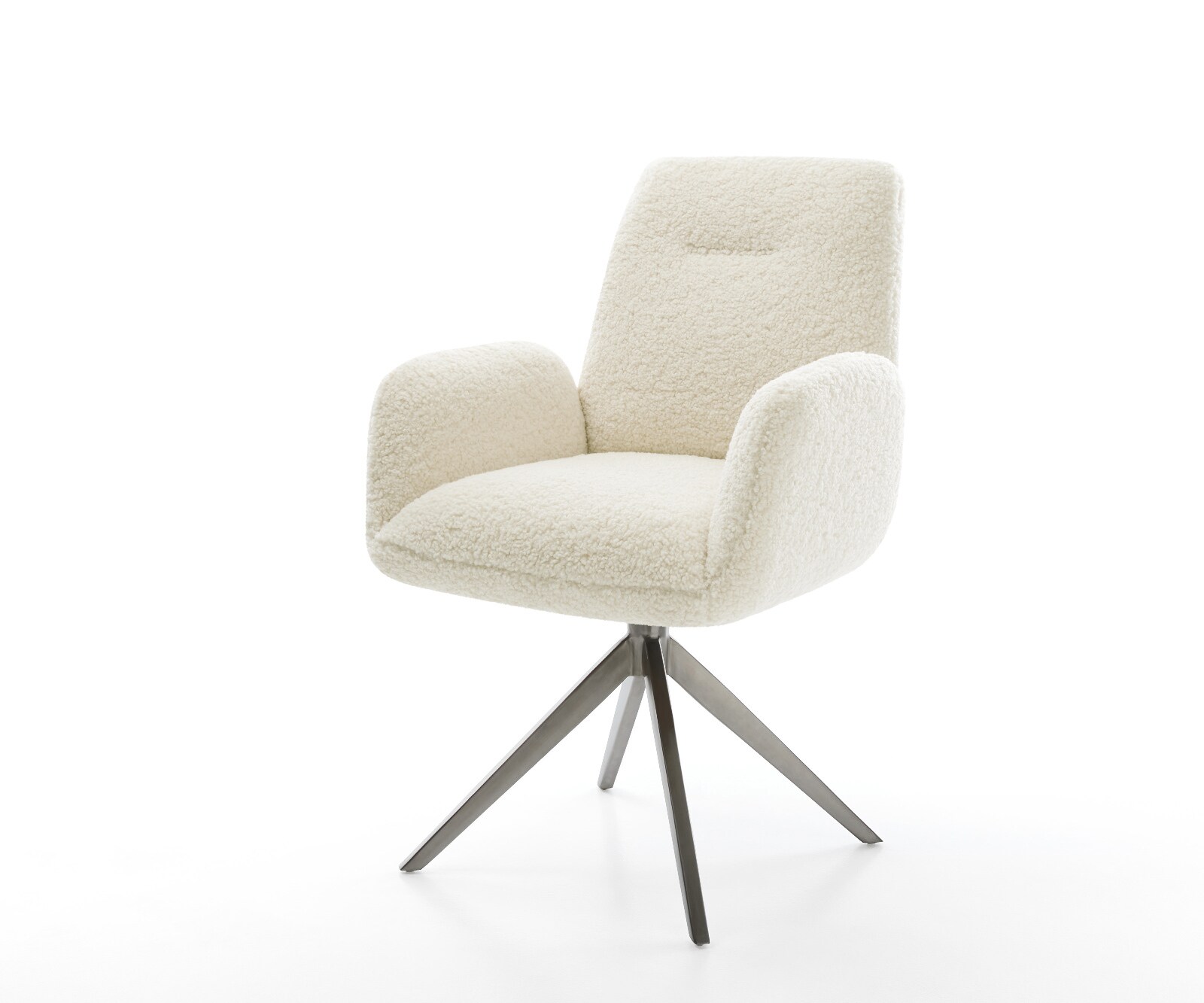 Chaise-pivotante Zoa-Flex tissu teddy beige pied croisé large grafiete pivotement sur 360° fonction bascule ressorts ensachés