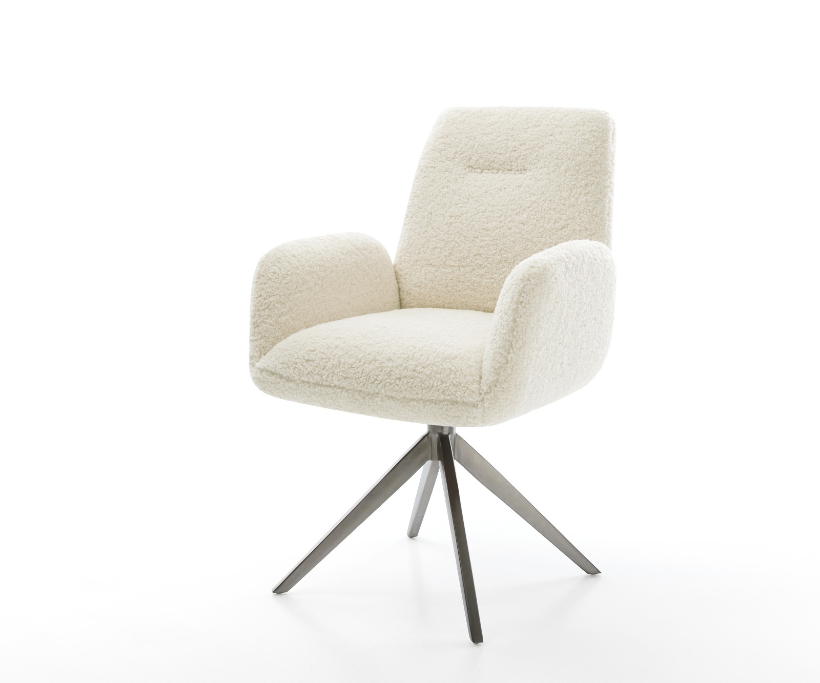 Drehstuhl Zoa-Flex Teddystoff Beige Kreuzgestell breit Graphit 360° drehbar Wippfunktion Taschenfederkern