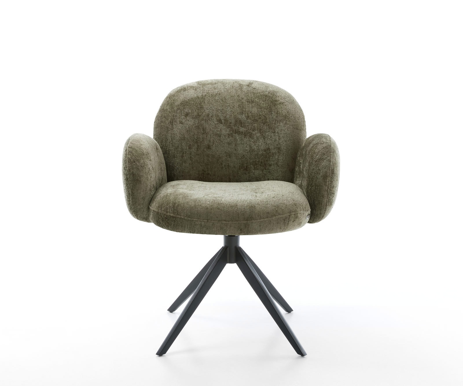 Drehstuhl Nube-Flex mit Armlehnen Chenille Olive Kreuzgestell breit Schwarz 360° drehbar Wippfunktion Taschenfederkern 1 Drehstuhl Nube-Flex mit Armlehnen Chenille Olive Kreuzgestell breit Schwarz 360° drehbar Wippfunktion Taschenfederkern 1