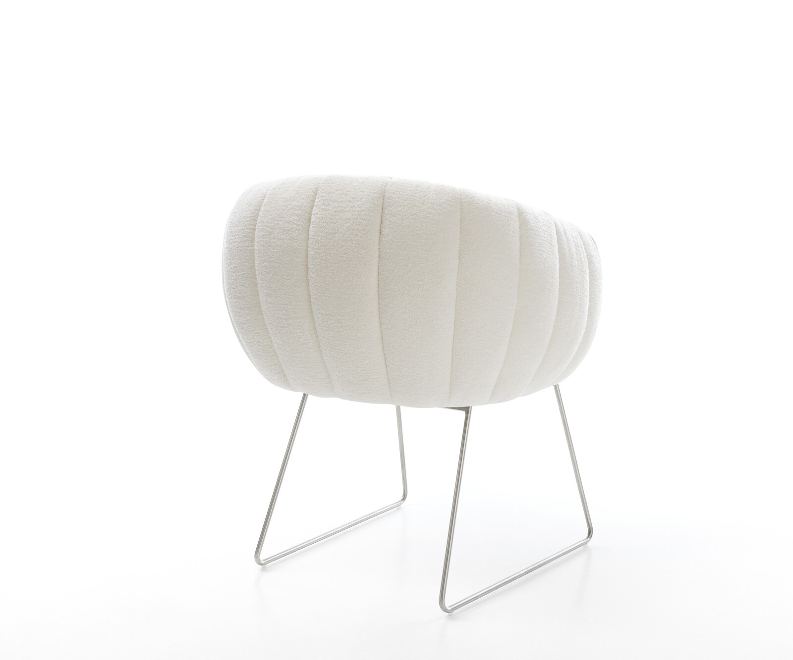 Esszimmerstuhl Jada-Flex Bouclé Soft Beige Kufengestell Edelstahl Taschenfederkern 4