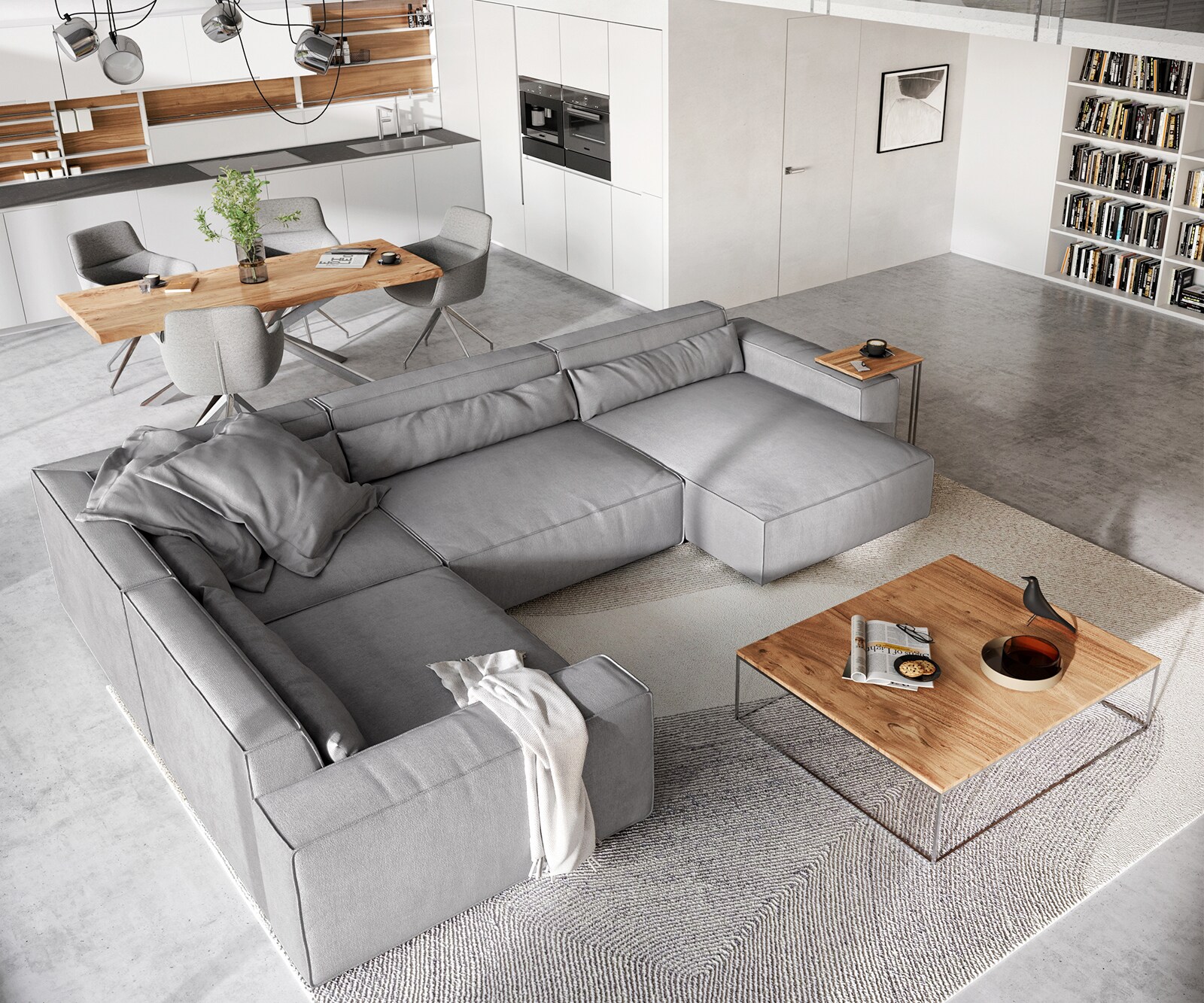 Wohnlandschaft Sirpio XL 360x260 cm Mikrofaser Grau Recamiere variabel 3