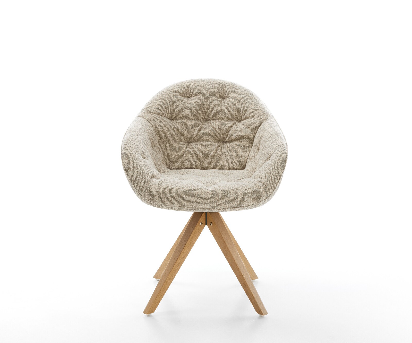 Drehstuhl Gaio-Flex Webstoff Soft Beige Holzgestell kantig Natur 180° drehbar 1