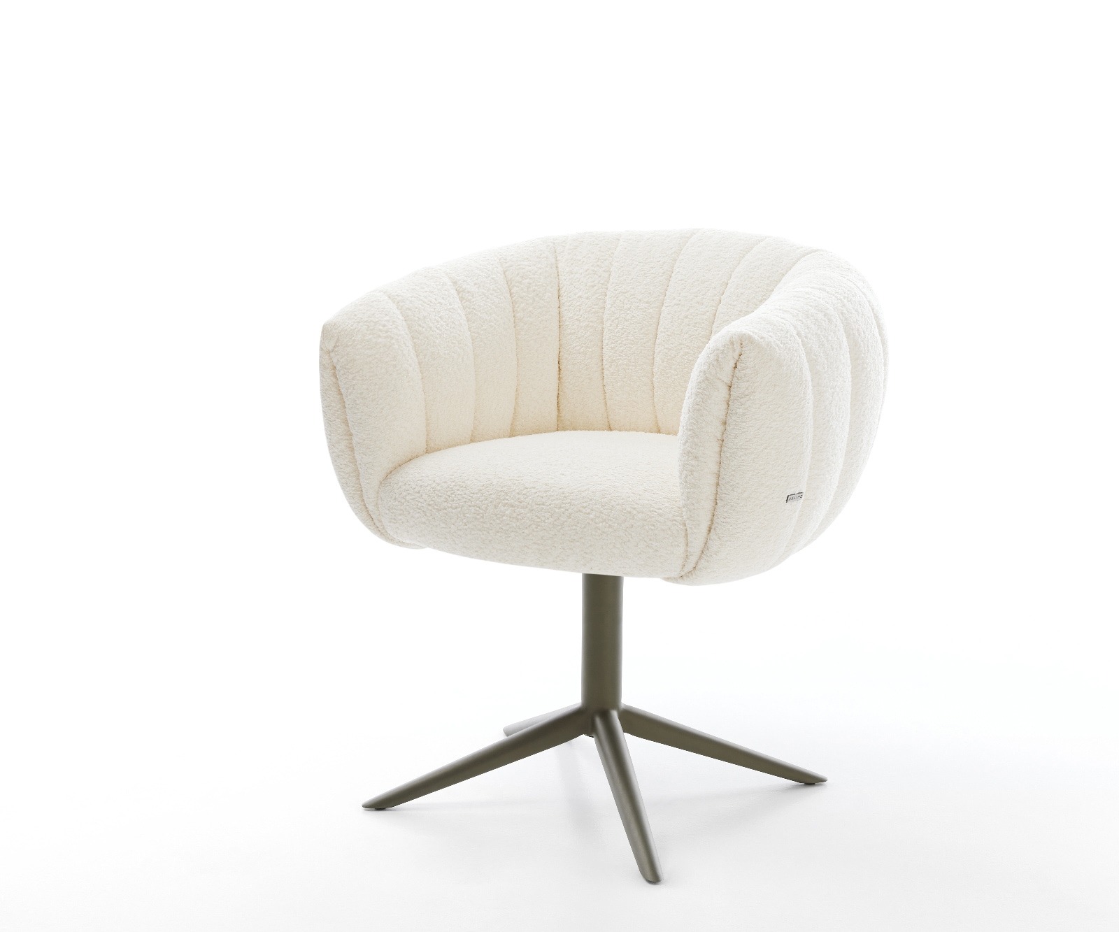 Drehstuhl Jada-Flex Bouclé Weiß Fußkreuz Effektfinish Titan 360° drehbar Wippfunktion Taschenfederkern