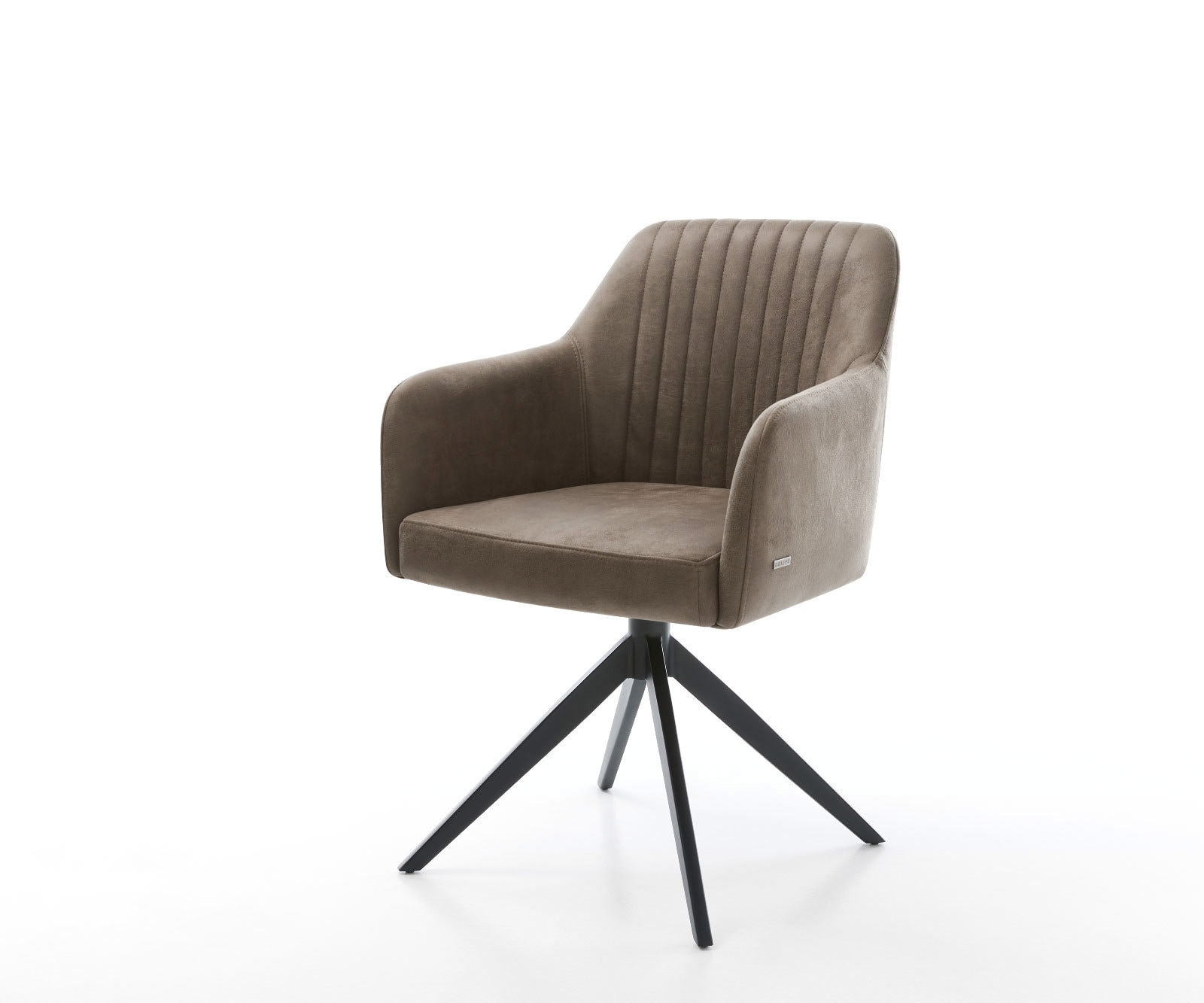 Esszimmerstuhl Greg-Flex Mikrofaser Taupe Vintage Kreuzgestell breit Schwar günstig online kaufen