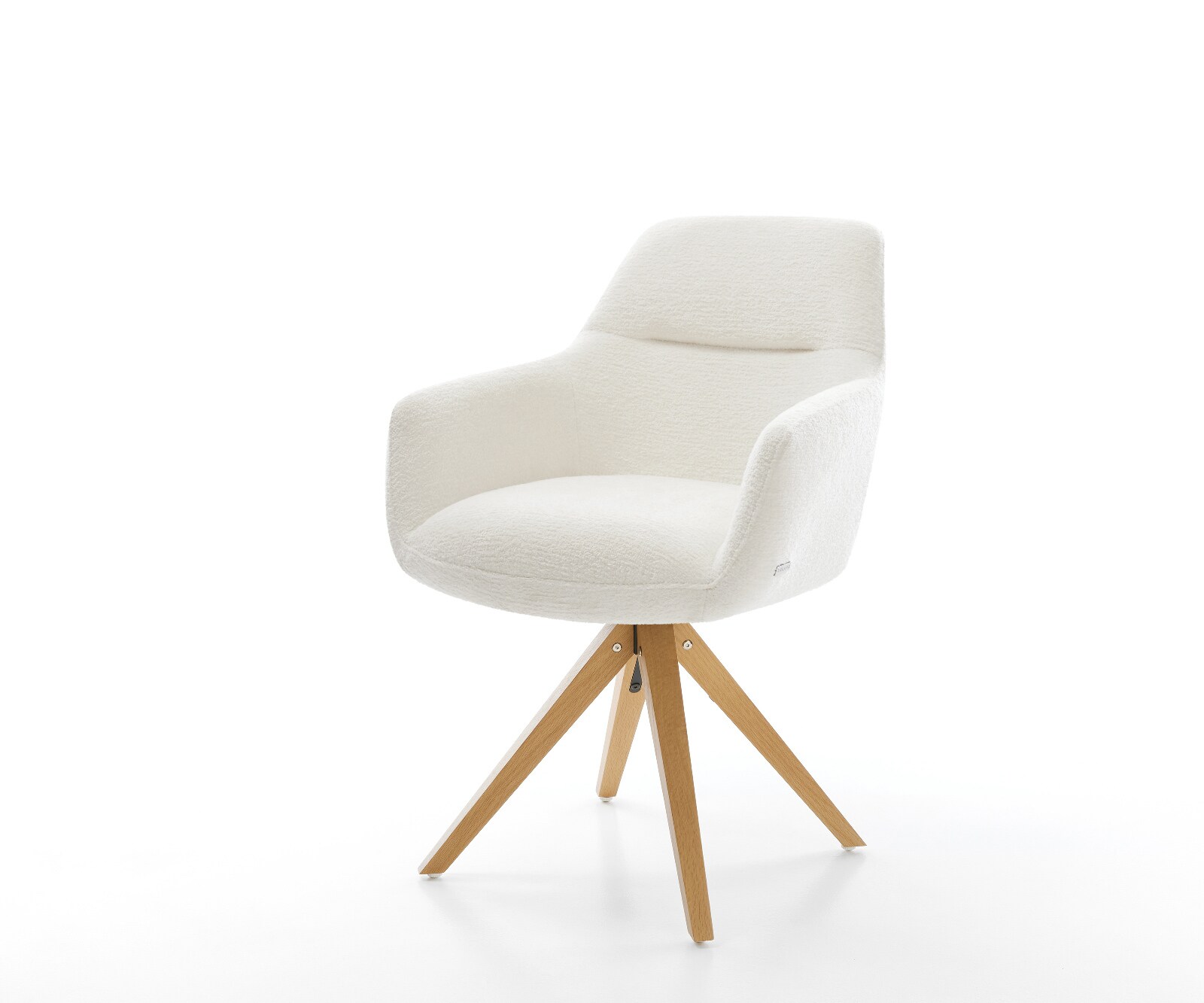 Drehstuhl Pejo-Flex Bouclé Soft Beige Holzgestell kantig Natur 180° drehbar günstig online kaufen