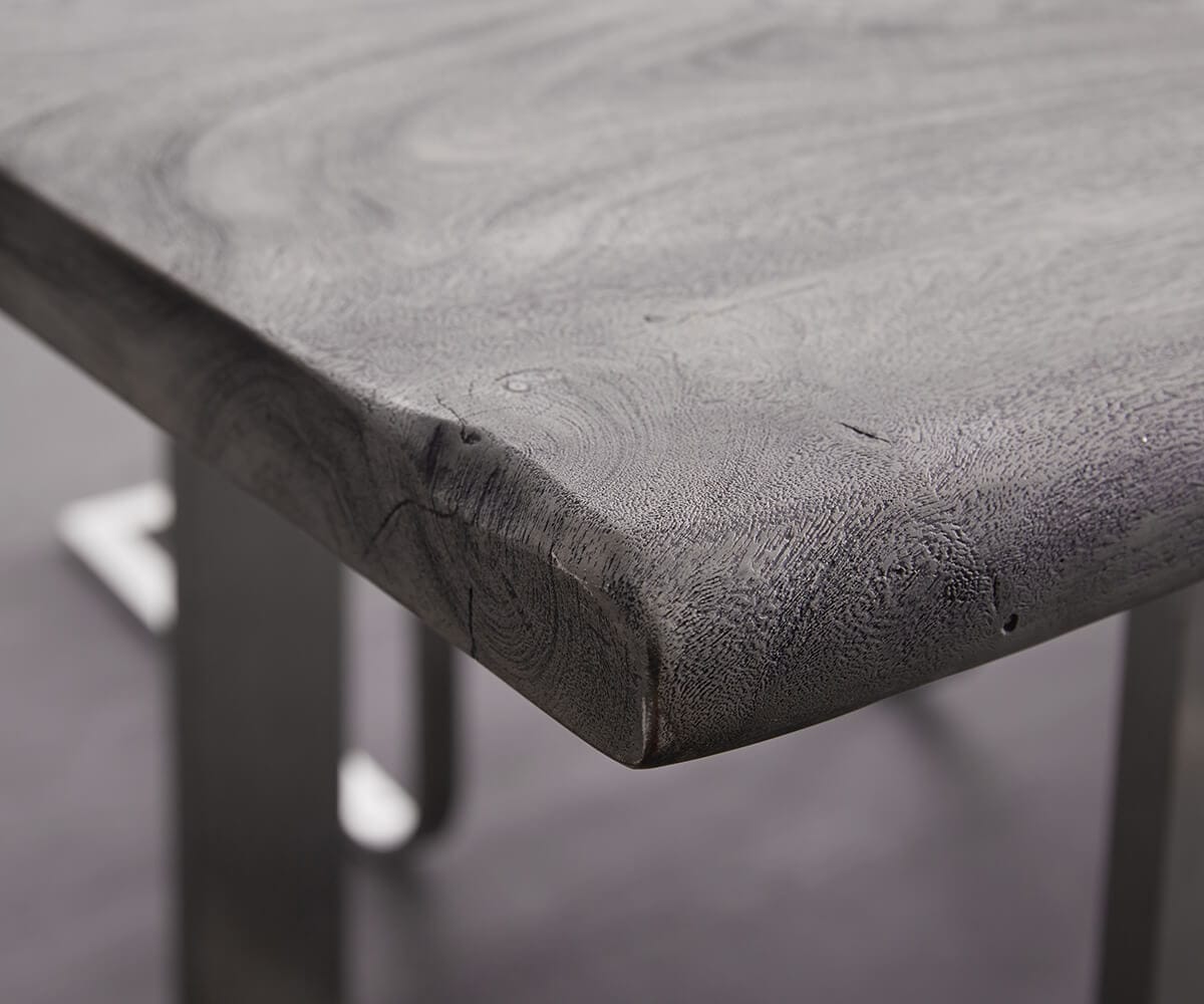 Esstisch Edge 200x100 XL Akazie Platin Metall Schräg Live-Edge 3 Esstisch Edge 200x100 XL Akazie Platin Metall Schräg Live-Edge 3