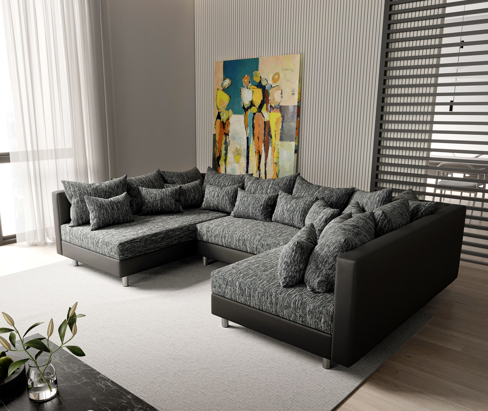 Wohnlandschaft Clovis Schwarz Modularsofa Modulsystem Wohnlandschaft Clovis Schwarz Modularsofa Modulsystem