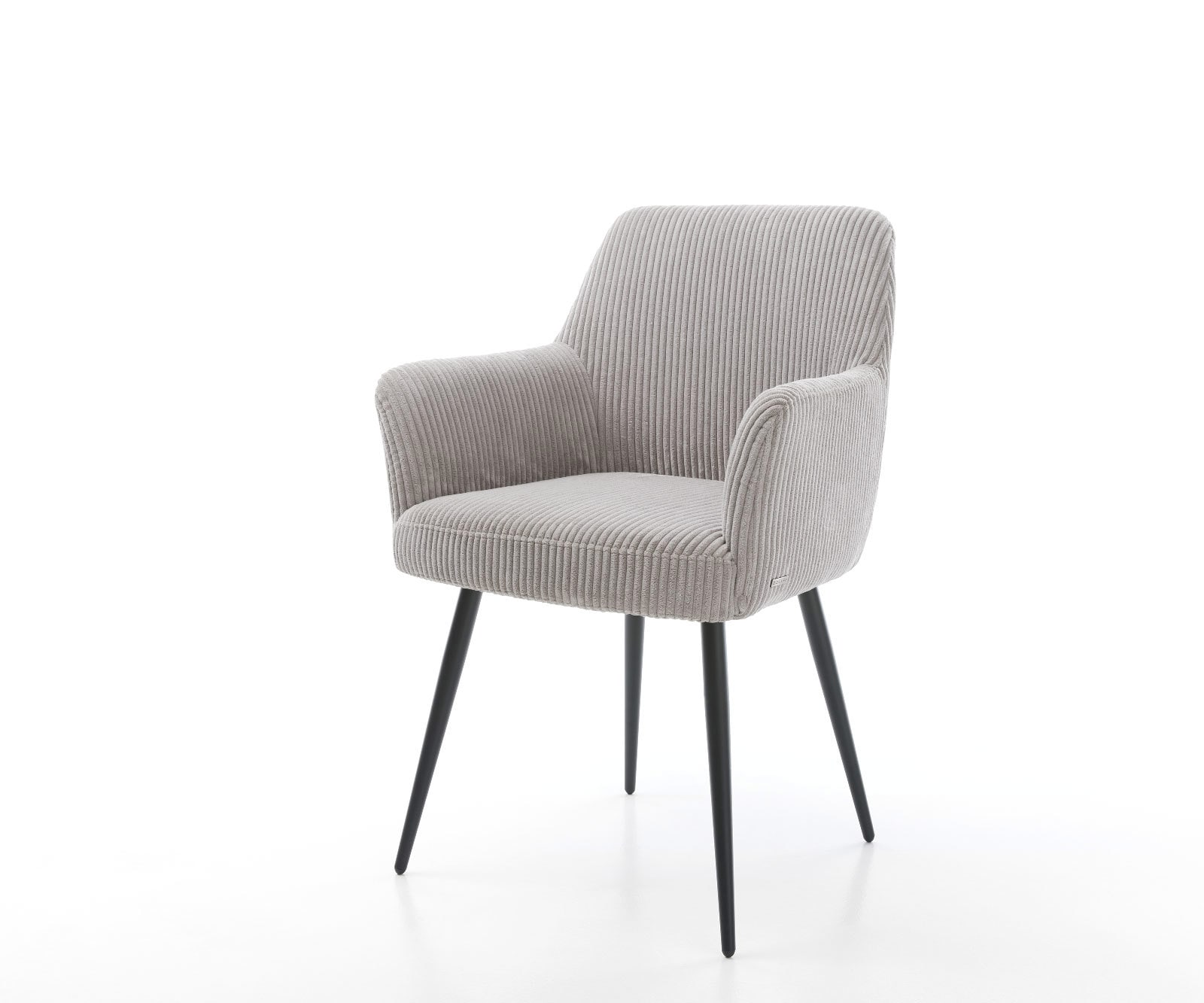 Esszimmerstuhl Xana-Flex mit Armlehnen Cord Silbergrau 4-Fuß konisch Schwarz Taschenfederkern Esszimmerstuhl Xana-Flex mit Armlehnen Cord Silbergrau 4-Fuß konisch Schwarz Taschenfederkern