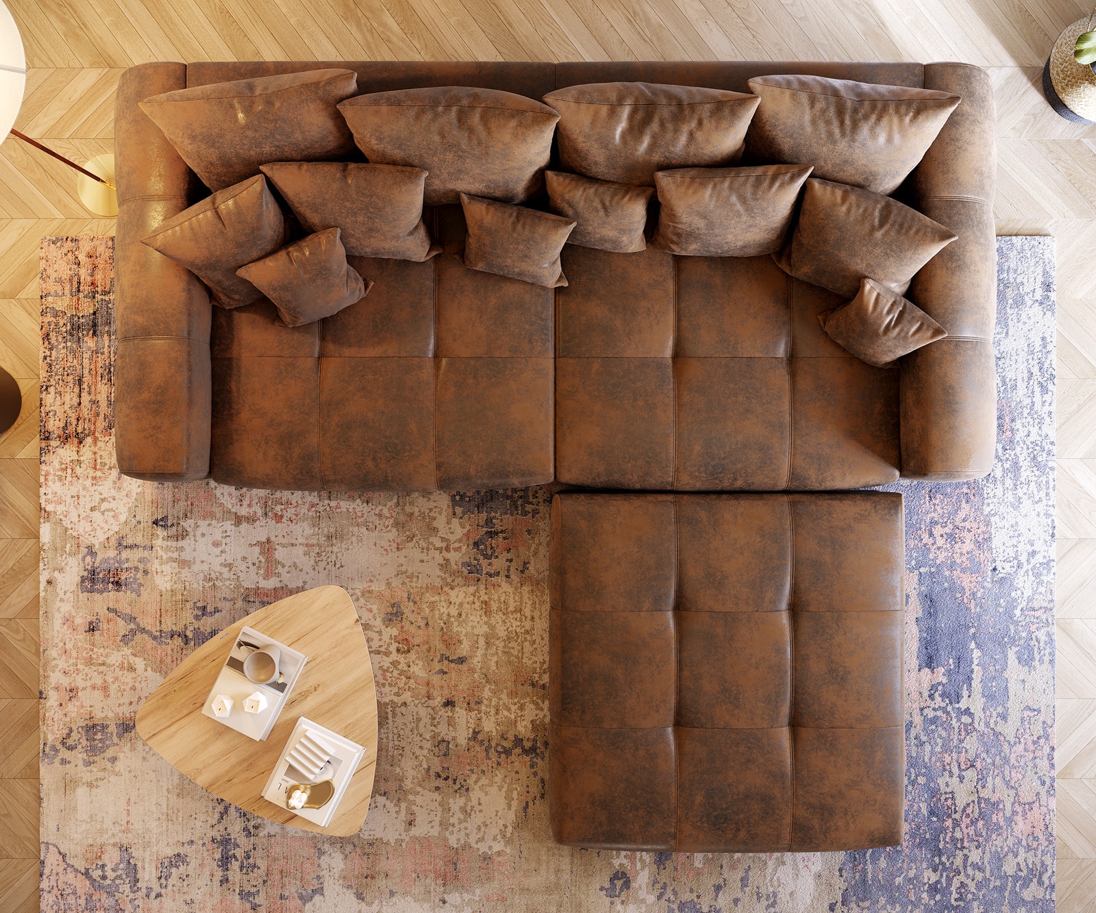 Big-Sofa Violetta 310x135 Braun Antik Optik Hocker Kissen 5 Big-Sofa Violetta 310x135 Braun Antik Optik Hocker Kissen 5