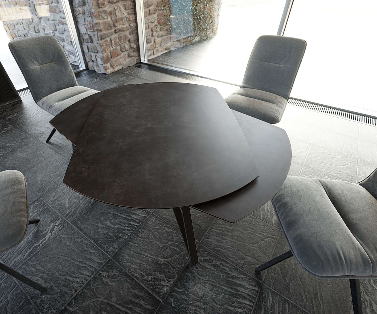 Esstisch Carlow 130/200x95 cm Keramik Grau Metall ausziehbar 2