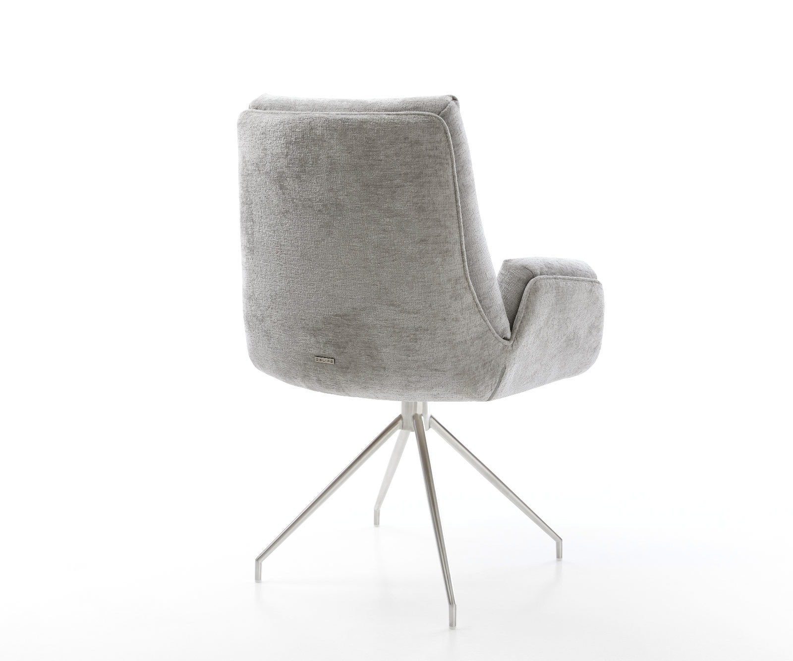 Drehstuhl Clea-Flex Chenille Silbergrau Kreuzgestell konisch Edelstahl 180° drehbar 4 Drehstuhl Clea-Flex Chenille Silbergrau Kreuzgestell konisch Edelstahl 180° drehbar 4
