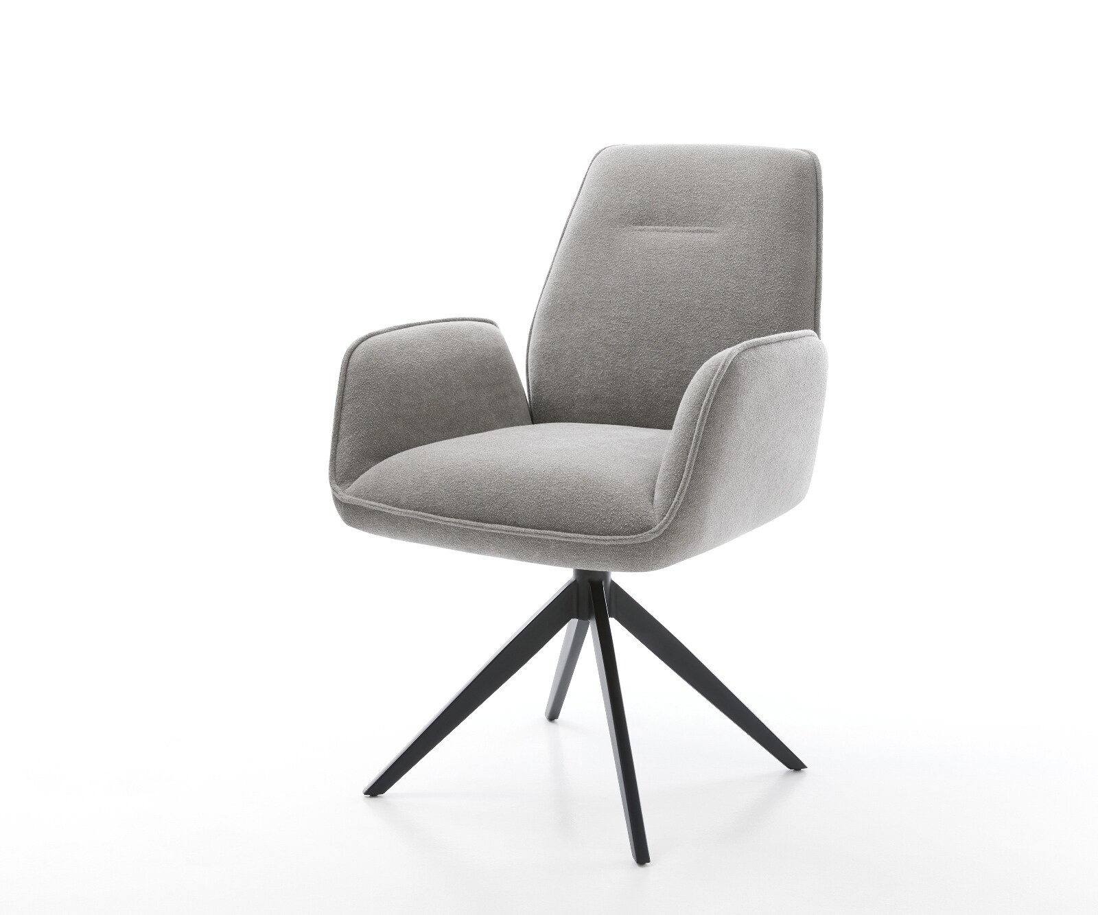 Chaise-pivotante Zoa-Flex tissu structuré doux gris pied croisé large noir pivotement sur 360° fonction bascule ressorts ensachés
