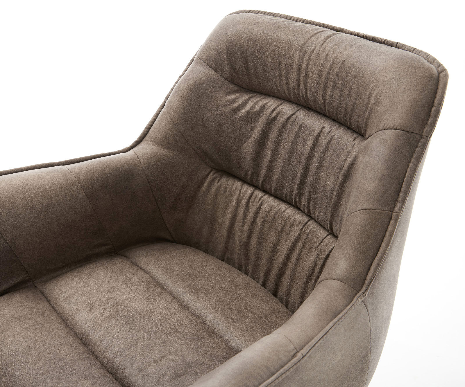 Drehstuhl Kaira-Flex Mikrofaser Taupe Vintage Kreuzgestell breit Edelstahl 360° drehbar Wippfunktion 4