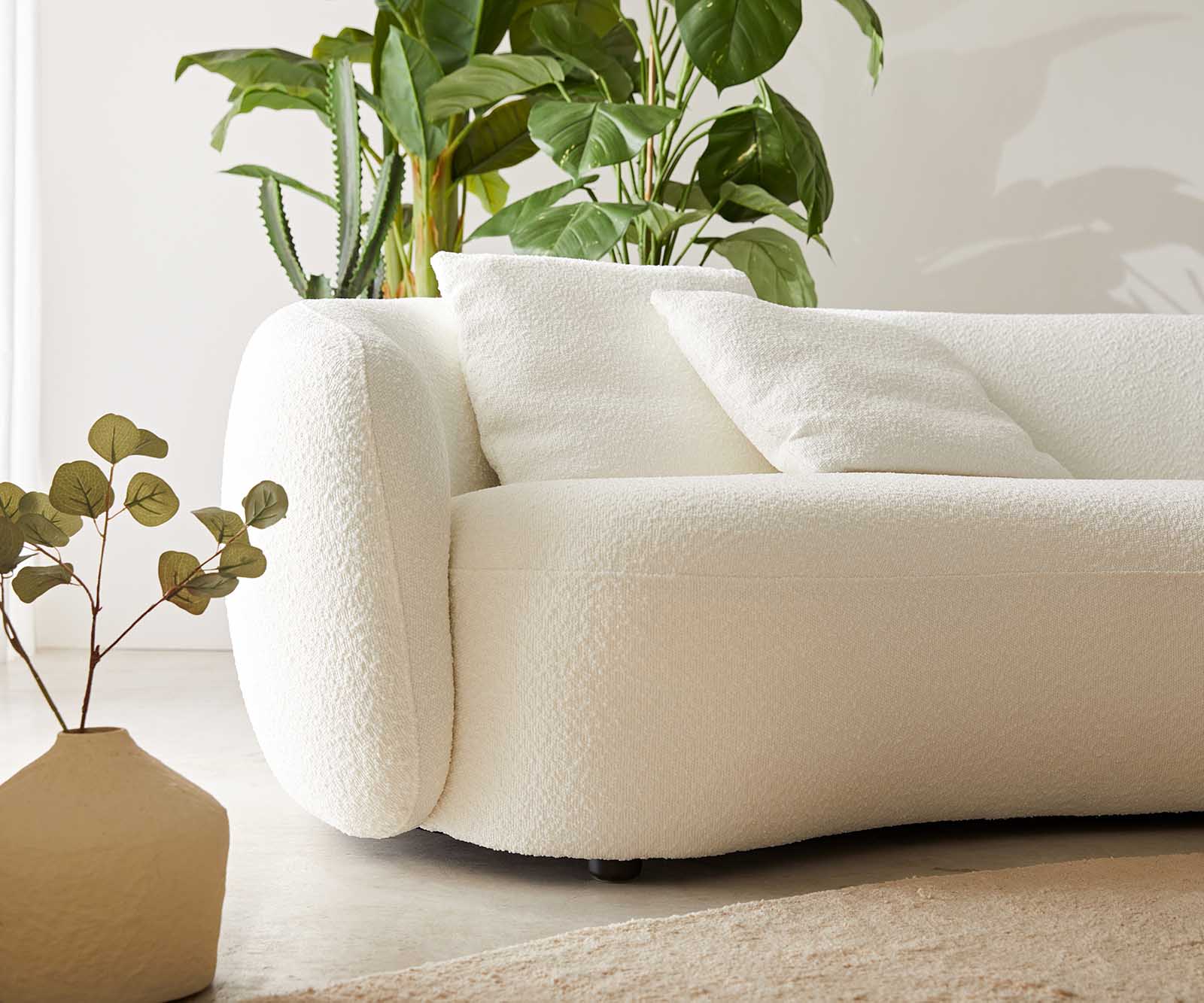 3-Sitzer Larna 260x120 cm Bouclé Creme-Weiß 4