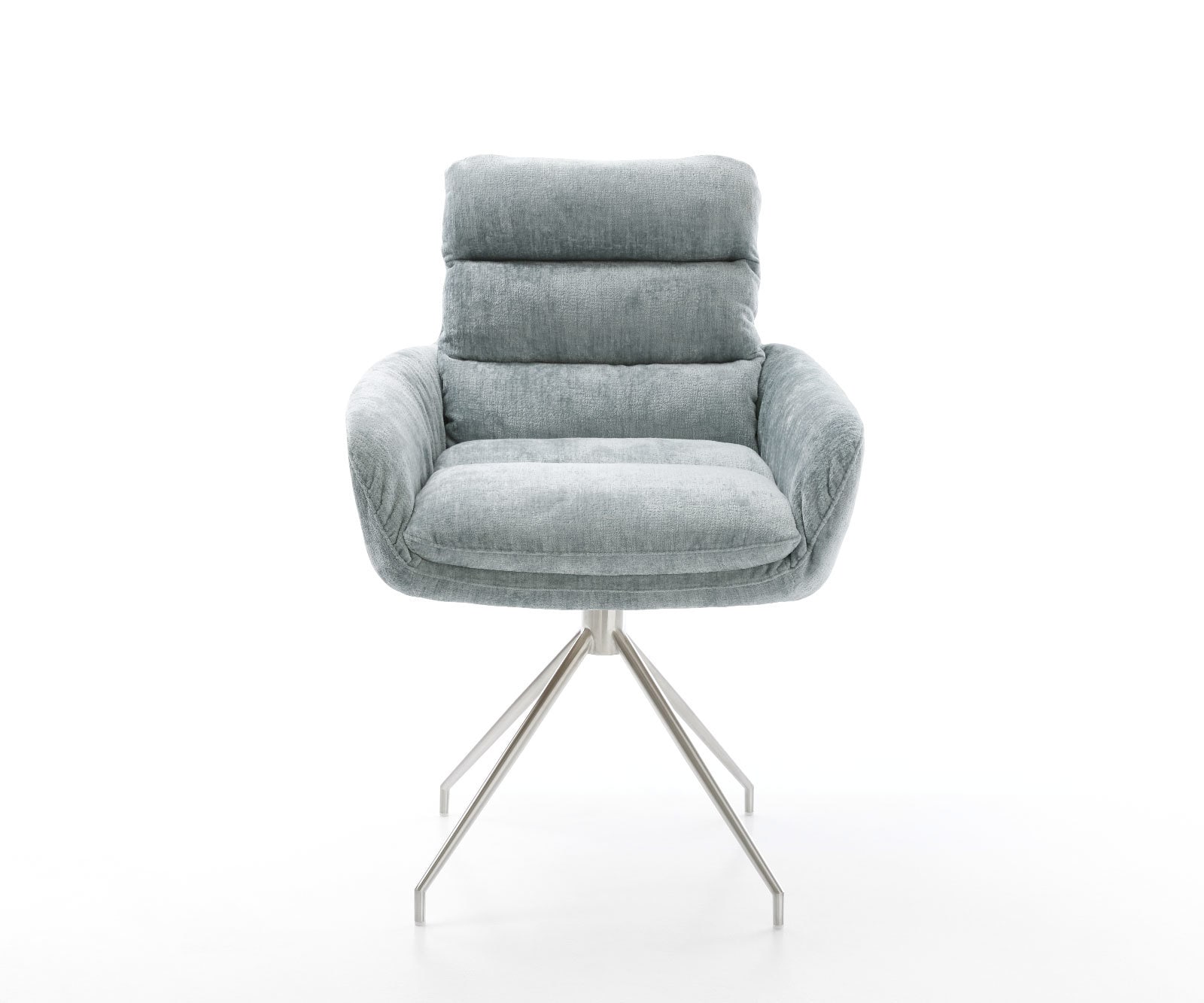 Drehstuhl Abelia-Flex mit Armlehnen Chenille Pastellblau Kreuzgestell konisch Edelstahl 180° drehbar 1 Drehstuhl Abelia-Flex mit Armlehnen Chenille Pastellblau Kreuzgestell konisch Edelstahl 180° drehbar 1