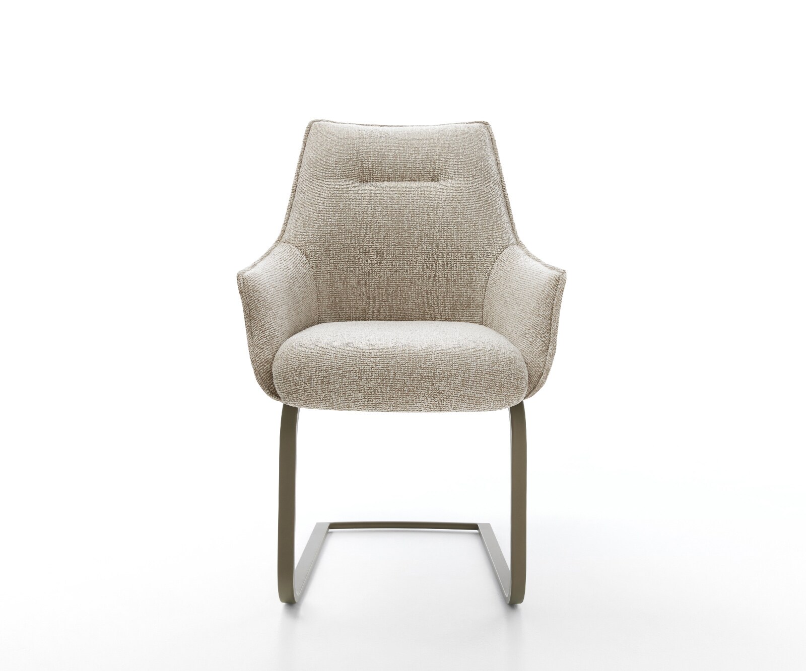 Freischwinger Alja-Flex mit Armlehnen Webstoff Soft Beige Freischwinger flach Effektfinish Titan Taschenfederkern 2