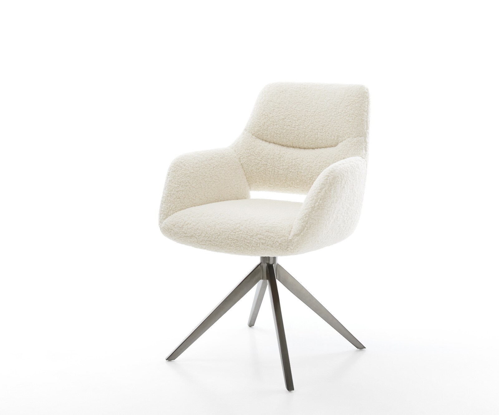 Drehstuhl Yago-Flex mit Armlehnen Teddystoff Beige Kreuzgestell breit Graph günstig online kaufen