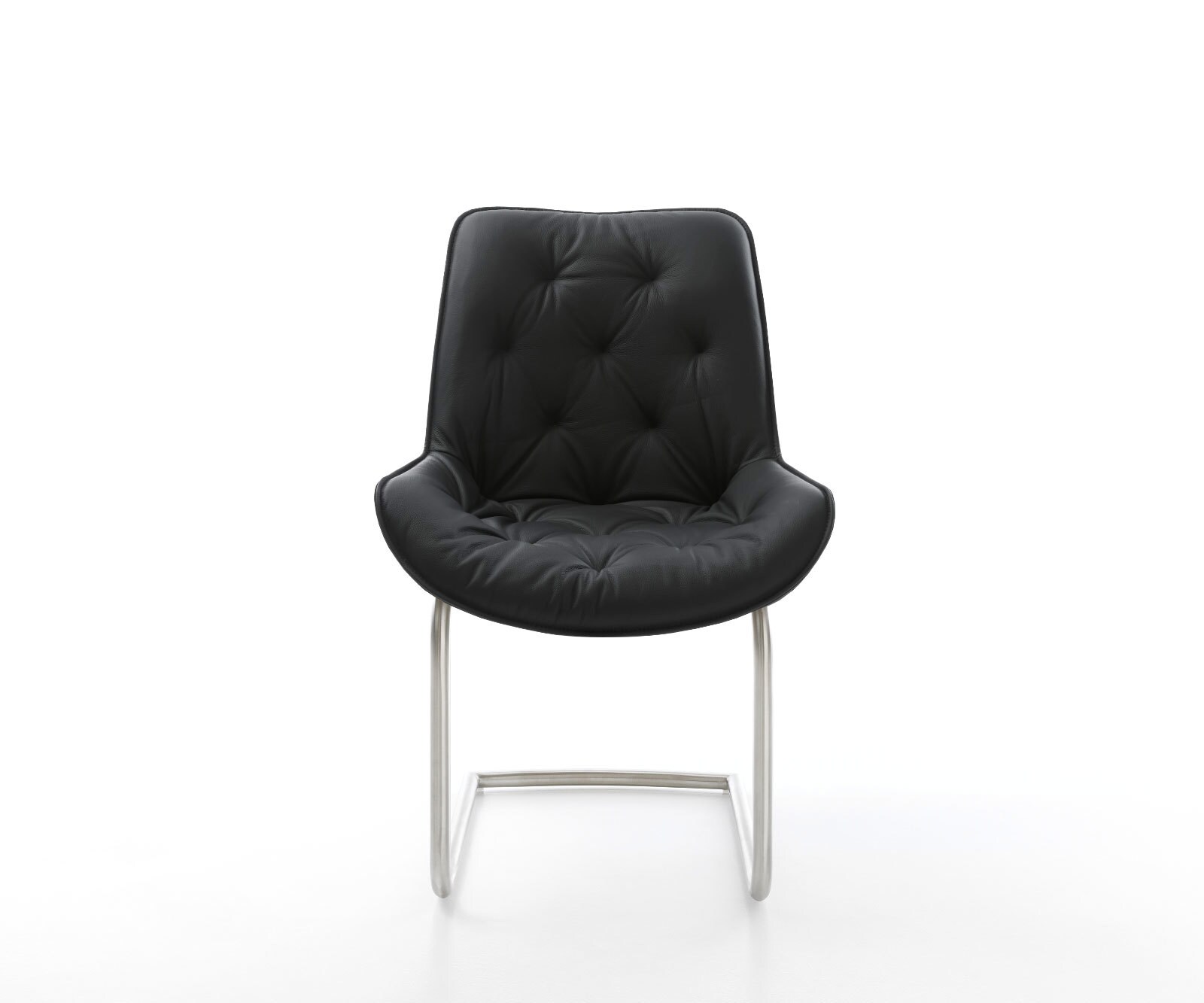 Freischwinger Taimi-Flex Echt-Leder Schwarz Freischwinger rund Edelstahl 1