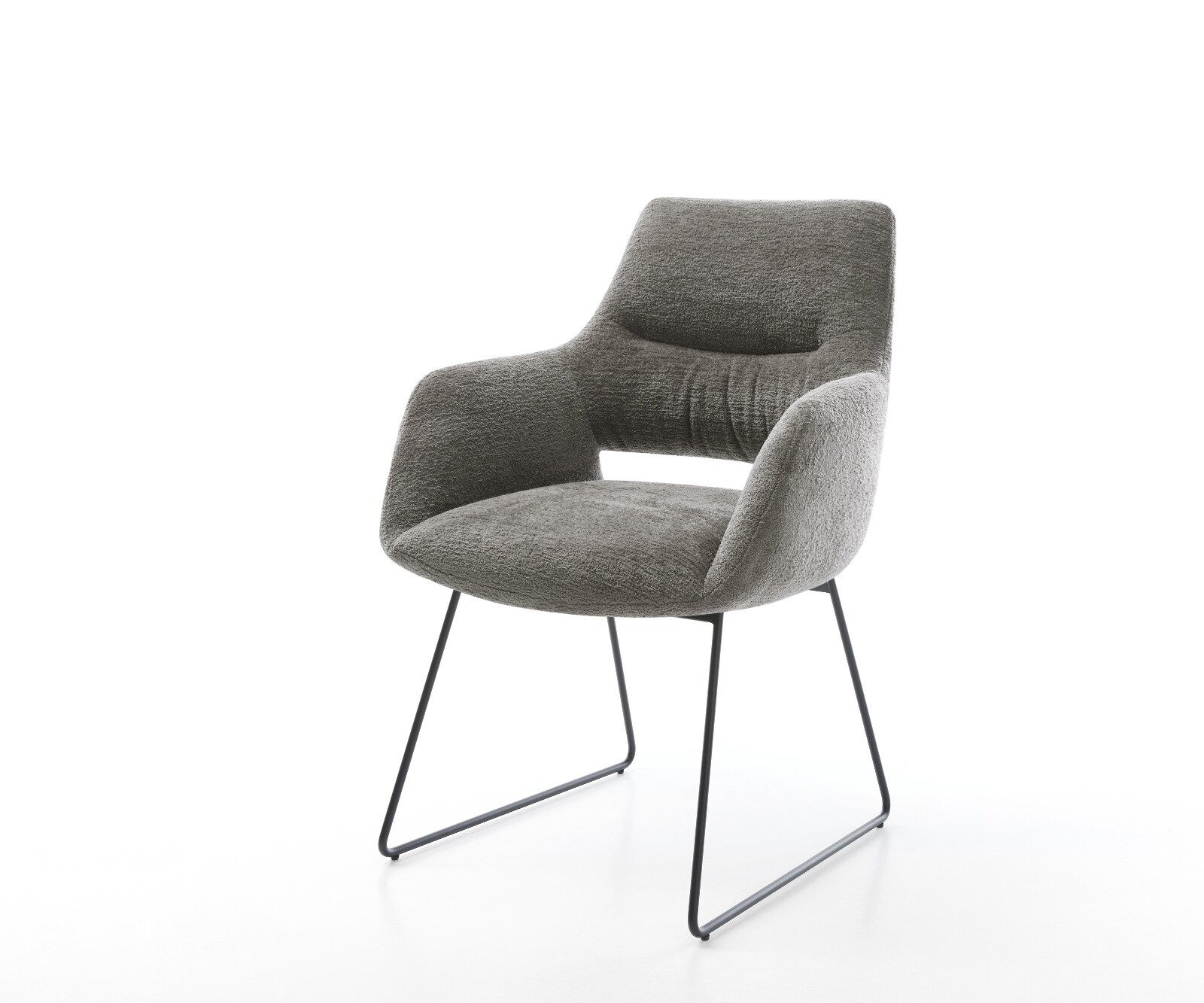 Esszimmerstuhl Yago-Flex mit Armlehnen Bouclé Soft Schlamm Kufengestell Sch günstig online kaufen